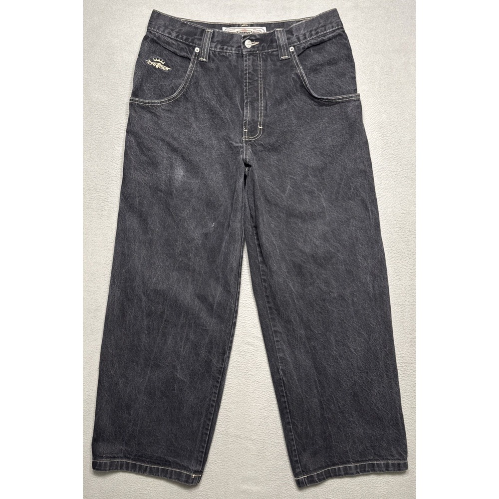 Vintage JNCO Jeans Mens Sz 34x32 (31x32) Black Baggy Wide Y2K Grunge Skater 179W